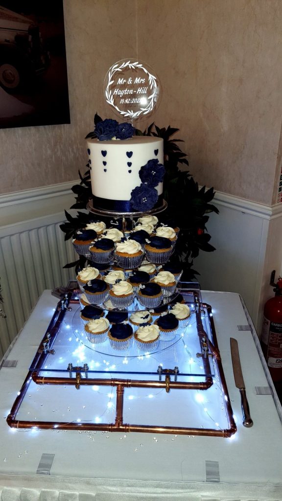 Blue and Silver themed cupcake tower